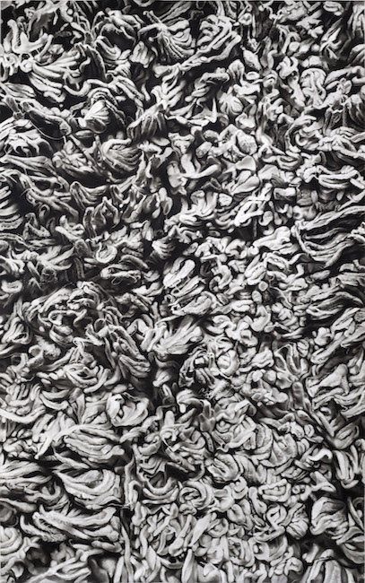 Peter Hock: Stoff, 2020, Reißkohle auf Papier, 240 x 150 cm